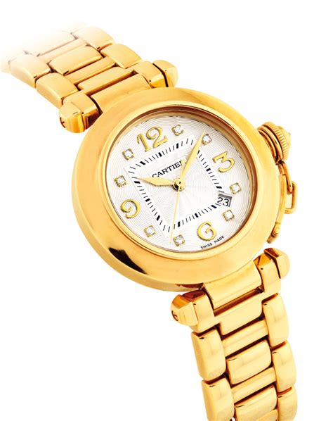 gold cartier watch womens|cartier 18k gold watch price.